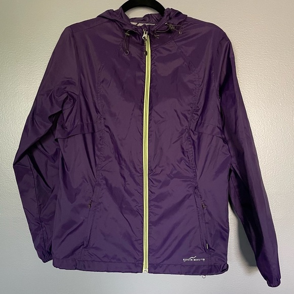 Eddie Bauer Windbreaker Jacket Hooded Water Repellent Jacket Purple sz M - Picture 1 of 7